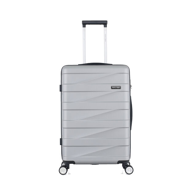 3 Piece Abs Trolley Case Set Horizontal Stripes Silver 20/24/28" image number 3