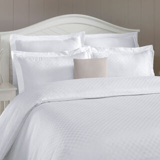 Duvet Cover Set 3 Pieces Cotton King Size Embroidery White 