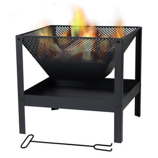 Homez Metal Firepit For Wood And Charcoal, 40.3*40.3*38 Cm