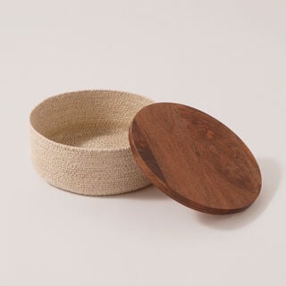 لاميسا علبة تقديم بعشب بحري مع غطاء خشب 18.5*18.5*7.5 سم