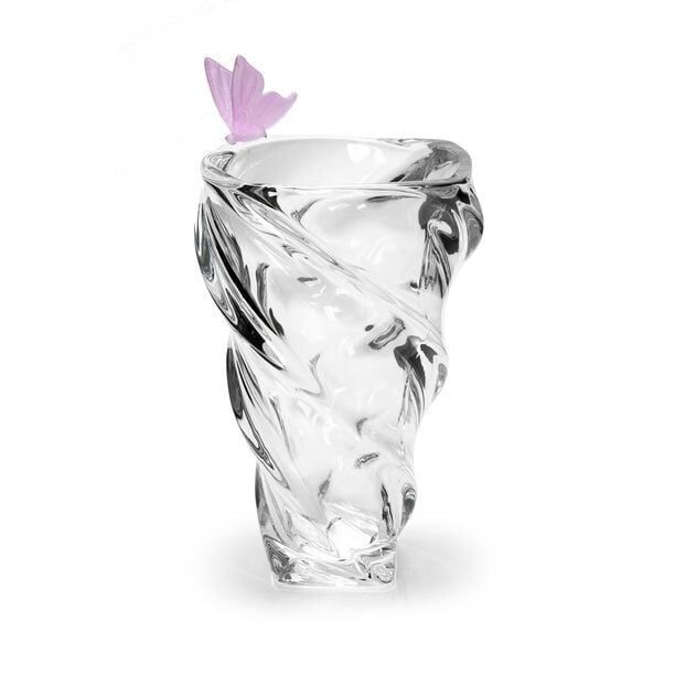Decorative Vase Glass With Crystal Pink Butterfly image number 0