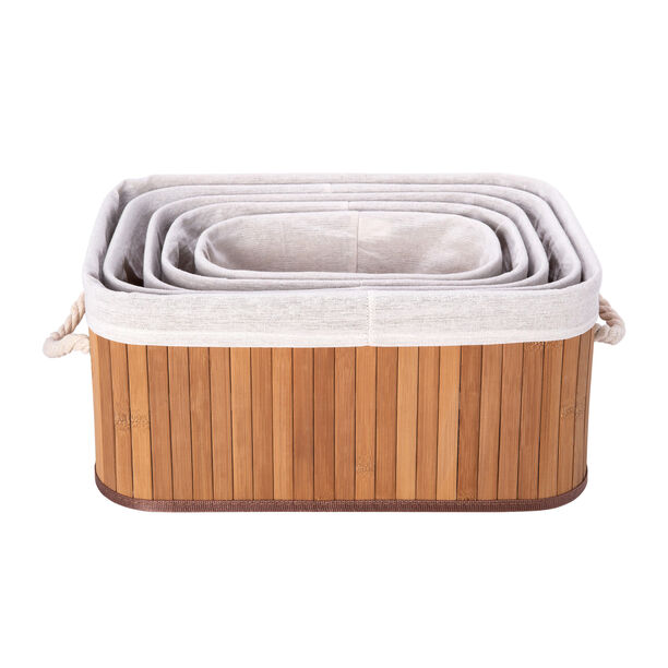 5 Pcs Bamboo Basket Set Natural image number 3