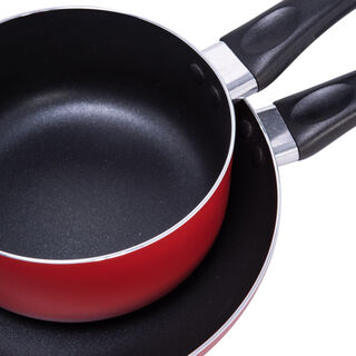 Alberto 2 Pieces Set Fry Pan + Sauce Pan Red 