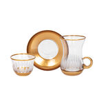 18 Pieces Glass Tea And Coffee Set Sunflower Gold image number 1