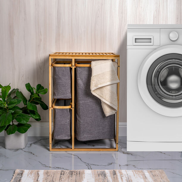 Homez bamboo laundry basket organizer 49.5*30*70 cm image number 6