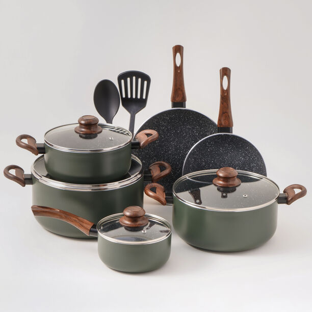 Alberto green granite cookware set, 12 pieces image number 0
