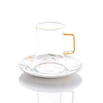 دلتي طقم شاي وقهوة سعودية زجاج وبورسلان أبيض 18 قطعة image number 3