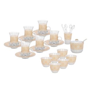 Zukhroof 28 Pieces Porcelain Tea And Coffee Set Othmani Yellow 