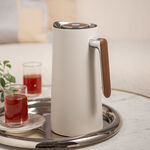 Dallaty 1L light grey steel vacuum flask with wooden handle image number 0