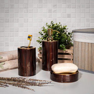 3 Pcs Stripes Bath Set Rose