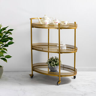 Serving Trolley 3 Tier Metal Gold