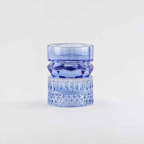 "Homez Blue Diamond Glass Candle Holder 13.3*13.3*15.4 cm image number 0