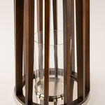 Homez stainless steel silver wood lantern 26*31 cm image number 2