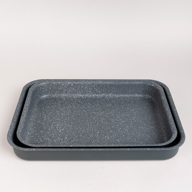 Alberto 2 Pieces Rectangle Forged Aluminum Roaster Set Dark Grey Color image number 0