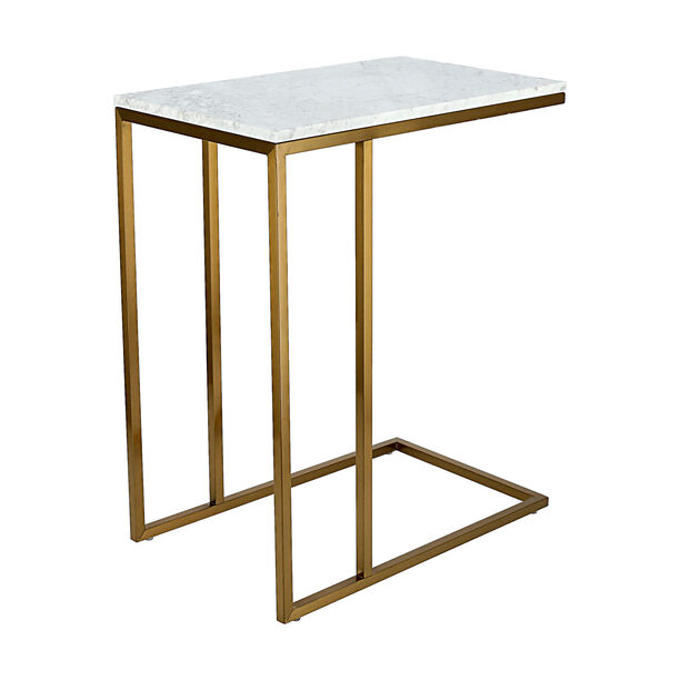 Gold Stainless Steel Side Table With Marble Top image number 3