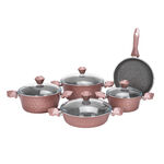 Alberto 9 Pieces Diamond Granite Cookware Set With Glass Lid Rose Color image number 1