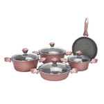 Alberto 9 Pieces Diamond Cookware Set With Glass Lid Rose Color image number 0
