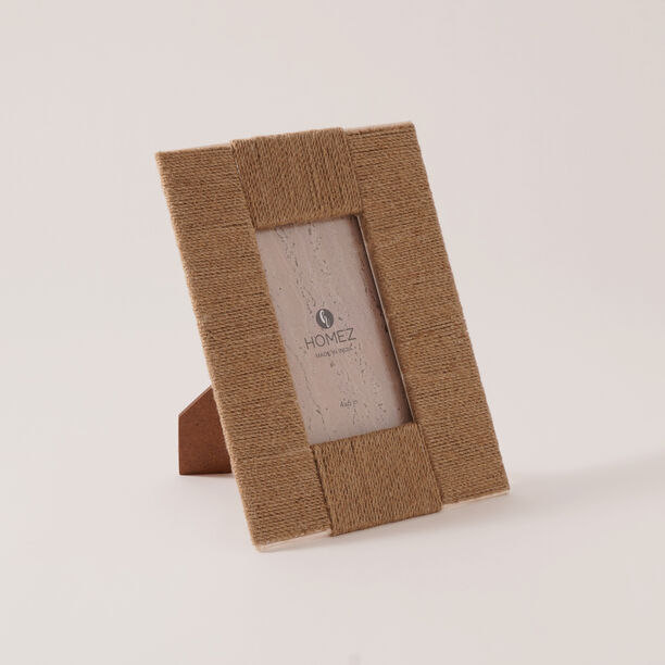 Homze metal and jute photo frame, beige 20*26*3.5 cm image number 0