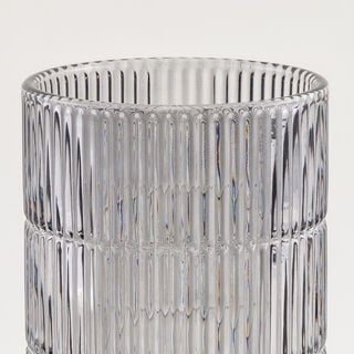 Homez light grey ribbed glass vase 14*14*27.6 cm