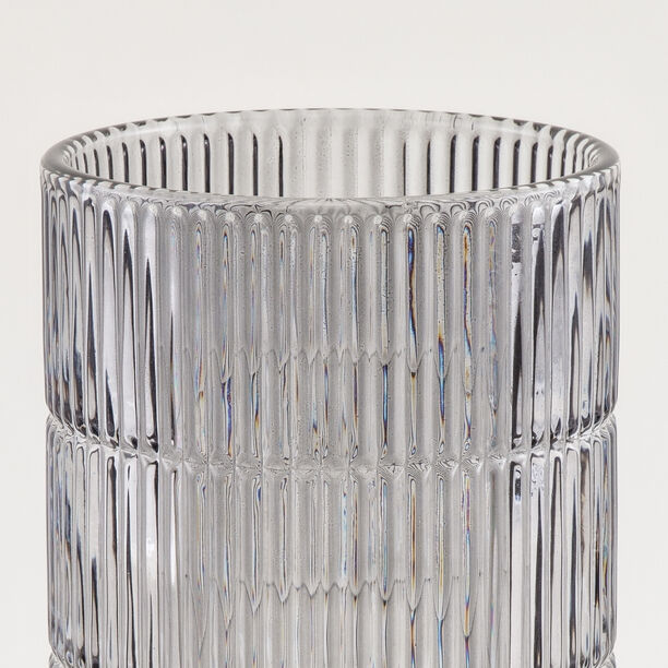 Homez light grey ribbed glass vase 14*14*27.6 cm image number 2