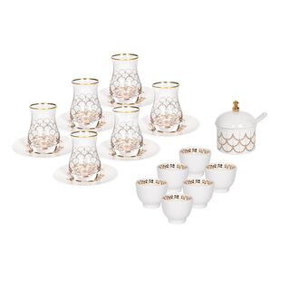 Lamesa Porcelain Tea And Coffee Set 21 Pieces Majestic White Gold