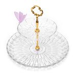 La Mesa 2 Tire Glass Butterfly Dessert Serving 1 Piece Crystal Pink image number 1