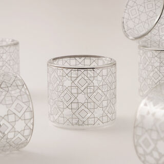 Dallaty Glass Coffee Cups Set 6Pcs, Silver
