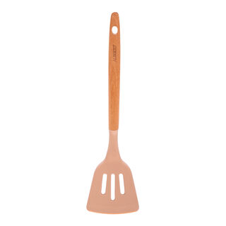 Alberto Silicone Slotted Turner With Wooden Handle Blue 