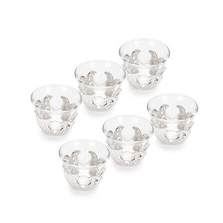 6Pcs Cawa Cups Turkish Design Silver Color