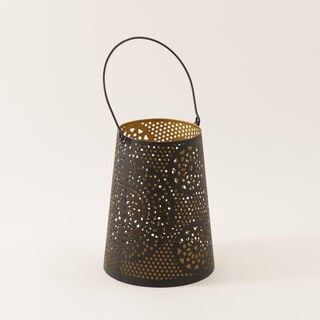 Homez Zahra Collection Lantern, Black & Gold, 17.7*17.7*22.8 Cm