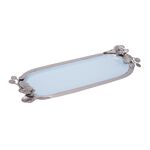 La Mesa Oval Serving Tray Blue Silver Design image number 0