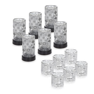 18 Pcs Tea And Coffee Set Abundance Glass Black And White