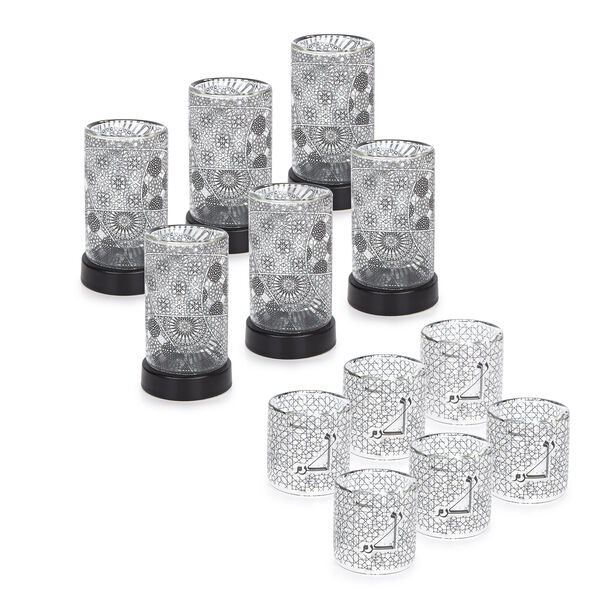 Dallaty glass with black patterns Tea and coffee cups set 18 pcs image number 1