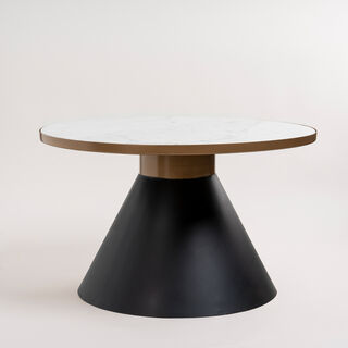 White Marble Coffee Table With Black Base