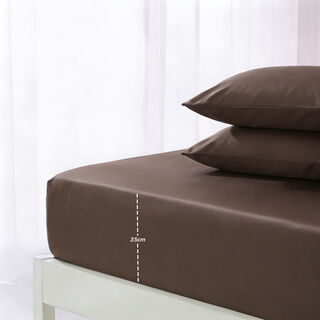 Boutique Blanche Fitted Sheet 100% Tencel 300Tc Full, Mocha 140*200 Cm