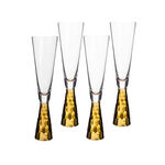 4 Pcs Glass Juices Goblets With Cutting And Luster Gold image number 1