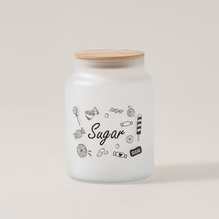 Heriven Glass Sugar Jar With Bamboo Lid 890Ml