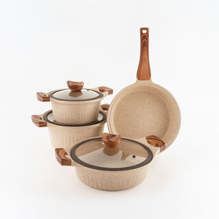 Alberto Yeni Granit 7Pcs Cookware Brownstone