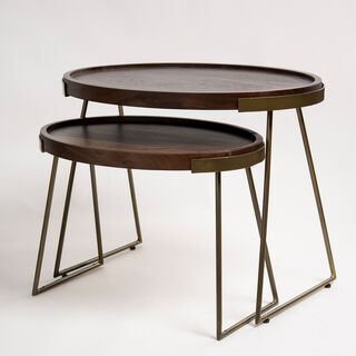 Wooden Oval Side Table Set 2 Pieces