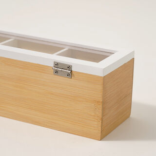 Dallaty bamboo tea box 3 sections, beige