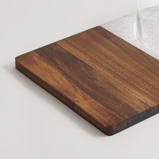 Alberto marble, acacia wood cheese platter, white 45*26*17cm