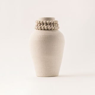 Selah off white ceramic cylindrical vase off white