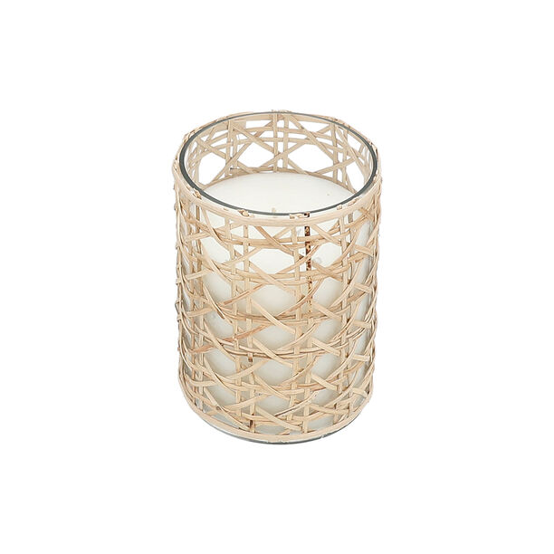 Glass Jar Candle With Rattan Oud And Amber Fragrance 10*15 cm image number 2