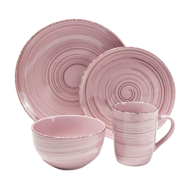 16 Pcs Porcelain Dinner Pink image number 1