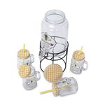 Alberto Glass Beverage Dispenser Set With 4 Pieces Mug V:3000+450Ml Pineapple Design image number 1