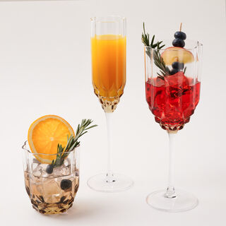 La Mesa 4Pcs Hand Made Glass Tall Juice Glass, Honey 220Ml