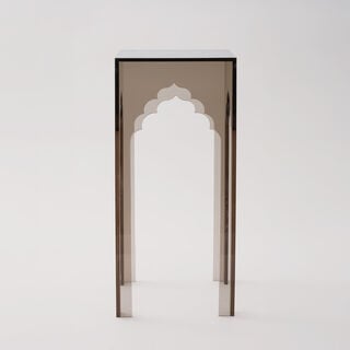 Qurtuba Gateway Acrylic Side Table, Smoked Grey, 22.8*22.8*51 cm
