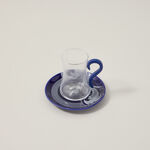 Dallaty blue glass and porcelain Tea and coffee cups set 21 pcs image number 2