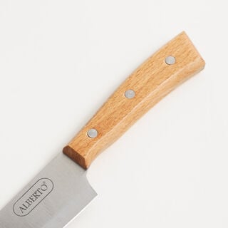 Alberto stainless steel chef knife 7.75" with wooden handle, brown