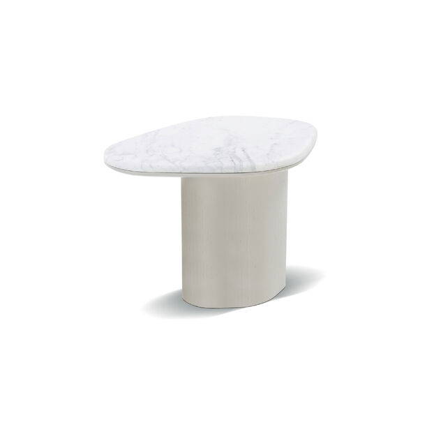 هومز كوردا طاولة جانبية رخام، أوف وايت 62*46*44 سم image number 0